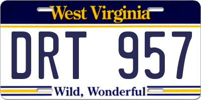 WV license plate DRT957