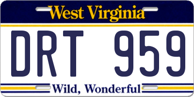 WV license plate DRT959