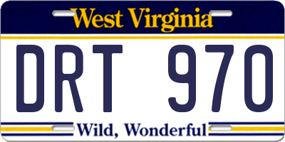 WV license plate DRT970