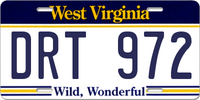 WV license plate DRT972