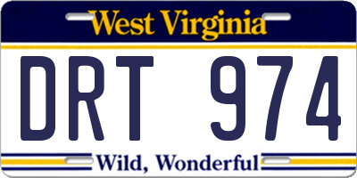 WV license plate DRT974