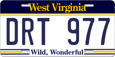 WV license plate DRT977