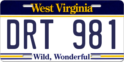 WV license plate DRT981