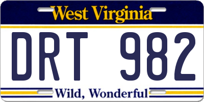 WV license plate DRT982