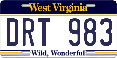 WV license plate DRT983
