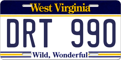 WV license plate DRT990