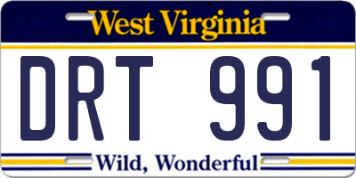 WV license plate DRT991