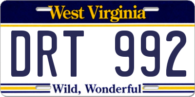 WV license plate DRT992