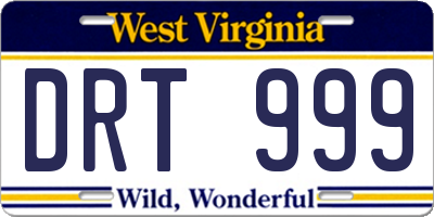 WV license plate DRT999