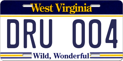 WV license plate DRU004