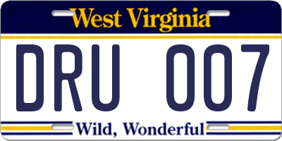 WV license plate DRU007
