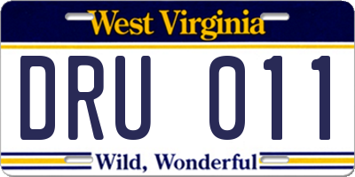 WV license plate DRU011