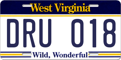 WV license plate DRU018