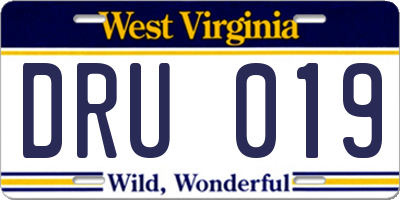 WV license plate DRU019