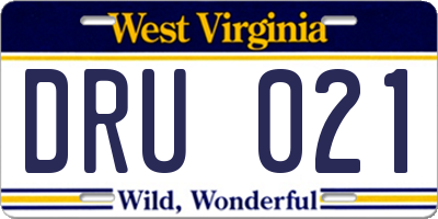 WV license plate DRU021