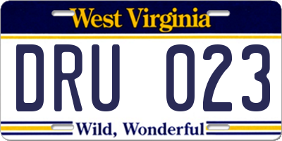 WV license plate DRU023