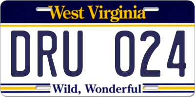 WV license plate DRU024