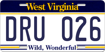 WV license plate DRU026