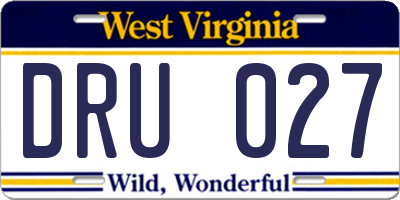 WV license plate DRU027