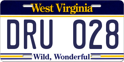 WV license plate DRU028