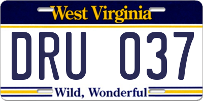 WV license plate DRU037