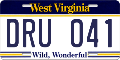 WV license plate DRU041