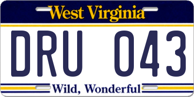 WV license plate DRU043