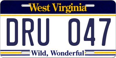 WV license plate DRU047