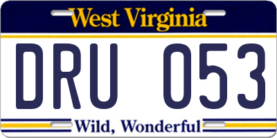 WV license plate DRU053