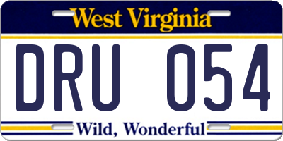 WV license plate DRU054