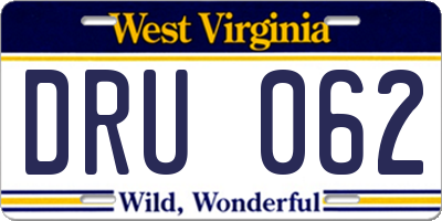 WV license plate DRU062