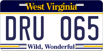 WV license plate DRU065