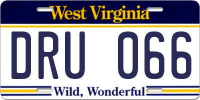 WV license plate DRU066
