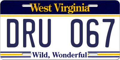 WV license plate DRU067