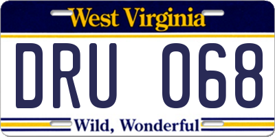 WV license plate DRU068