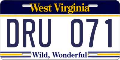 WV license plate DRU071