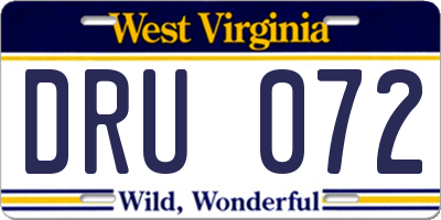 WV license plate DRU072