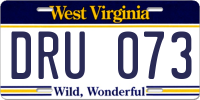 WV license plate DRU073