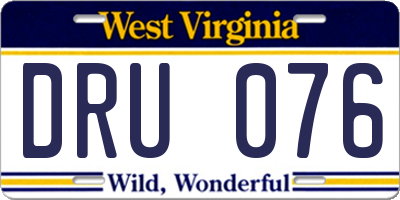 WV license plate DRU076