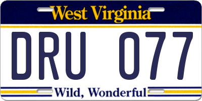 WV license plate DRU077