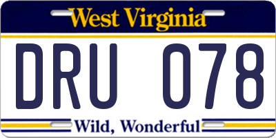 WV license plate DRU078