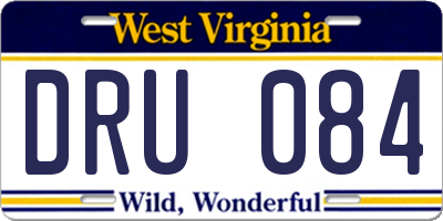 WV license plate DRU084