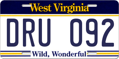 WV license plate DRU092