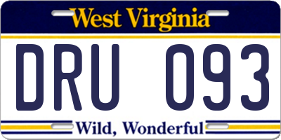 WV license plate DRU093