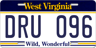 WV license plate DRU096