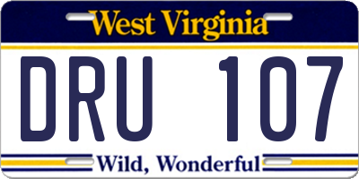 WV license plate DRU107