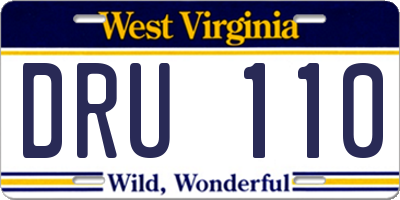 WV license plate DRU110
