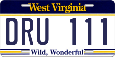 WV license plate DRU111