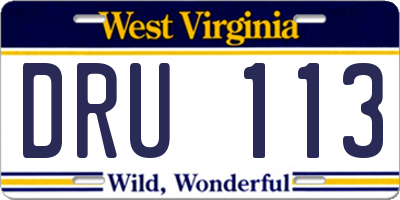 WV license plate DRU113