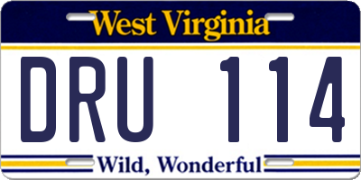WV license plate DRU114